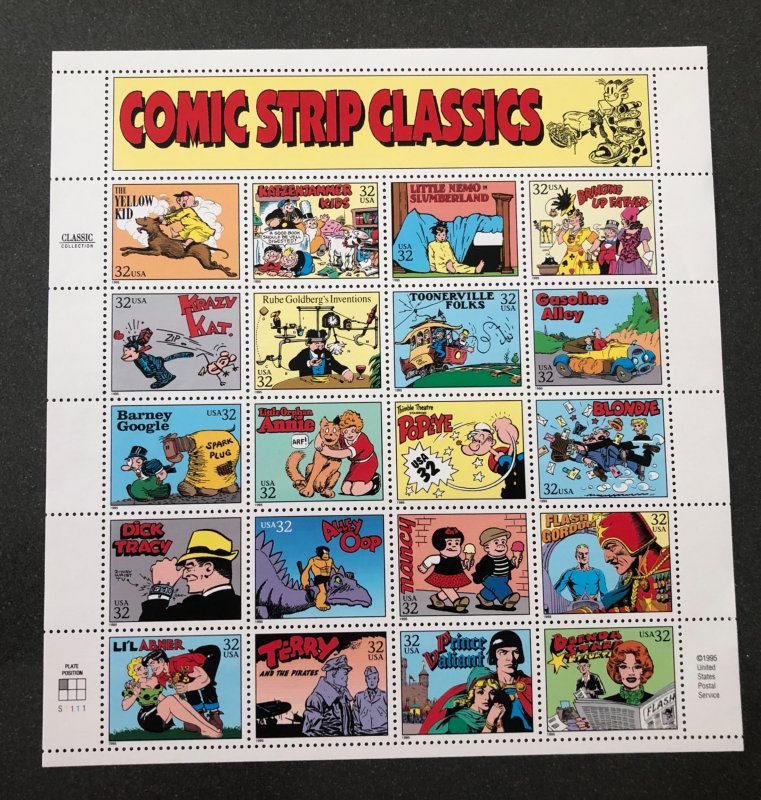 US scott#3000 Comic Strip Classics sheet of 20 stamps 32c MNH