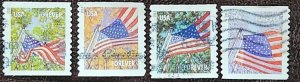 US Scott # 4774-4777; four used Flag coils from 2013; VF/XF centering; off paper