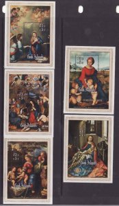 Cook Is.-Sc#B47-51- id10-unused NH sheets-Christmas-Paintings-semi-postal-1975- 