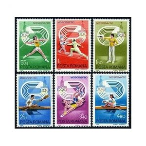 Romania 2962-2967,2968 & Imperf,MNH.Mi 3733-3740. Olympics Moscow-1980.Fencing,