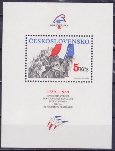 Czechoslovakia, 1989, Bicentennial French Revolution, s/s, Mi#B93, MNH
