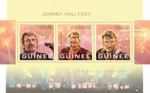 GUINEA - 2013 - Johnny Hallyday - Perf 3v Sheet - Mint Never Hinged