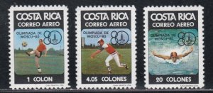 Costa Rica # C782, 784-785, Moscow Summer Olympics, Mint Hinged, 1/3 Cat.