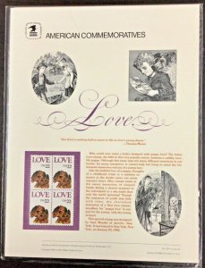 Commemorative Panel #257   Love #2202     22 c 1986