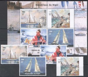 Oz0207 1998 Niger Transport History Of Sailing Ships Boats Explorers Kb+Set Mnh