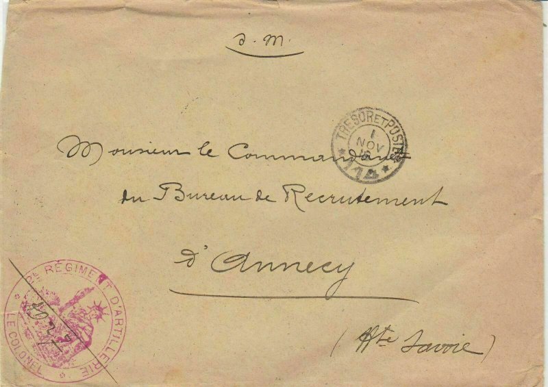 France WW1 French Military 1916 Tresor Et Postes no 114 Slogan Cover Ref 30993