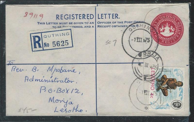 LESOTHO (P1910B) 1975 10C RLE UPRATED 4C QUTHING TO MORIJA