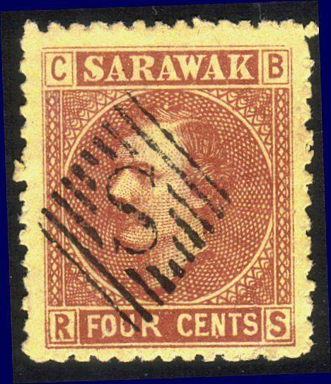 SARAWAK 1875 3c SG5 superb used S in bars cancel...........................12917