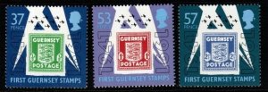 GUERNSEY SG517/9 1991 50TH ANNIV OF FIRST GUERNSAY STAMPS MNH