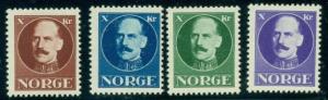 NORWAY 1937, King Haakon ESSAYS in 4 diff colors NH, VF and rare