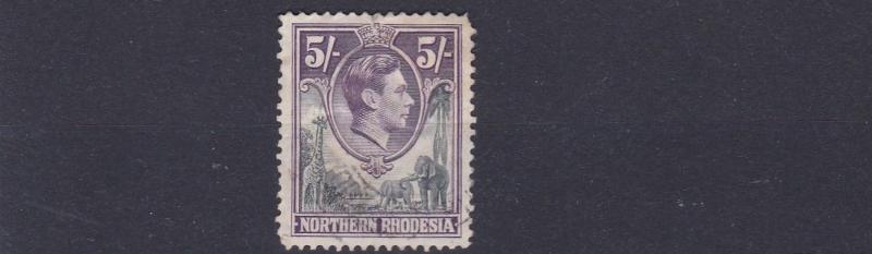 NORTHERN RHODESIA  1938 - 52   S G 43   5/-   GREY & VIOLET    USED  