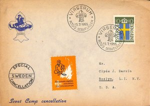 Sweden 1955 Swedish Scout Union poster stamp on cover US Boy Scouts Scouting (1)