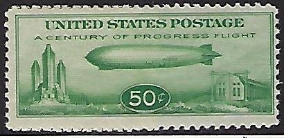 Catalog # C 18 Single Stamp Mini Zeppelin 50 cent Green Color MNH F/VF