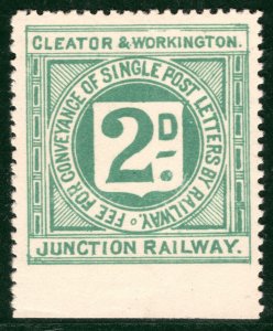 GB C&WJR RAILWAY Letter Stamp 2d Cleator Workington *IMPERF ERROR* S2WHITE52