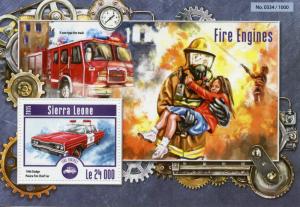 Sierra Leone 2015 MNH Fire Engines 1v S/S Trucks Dodge Polara Fire Chief Cars