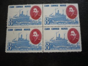 Stamps - Cuba - Scott# C127-C128 - Mint Hinged Set of 2 Stamps in blocks