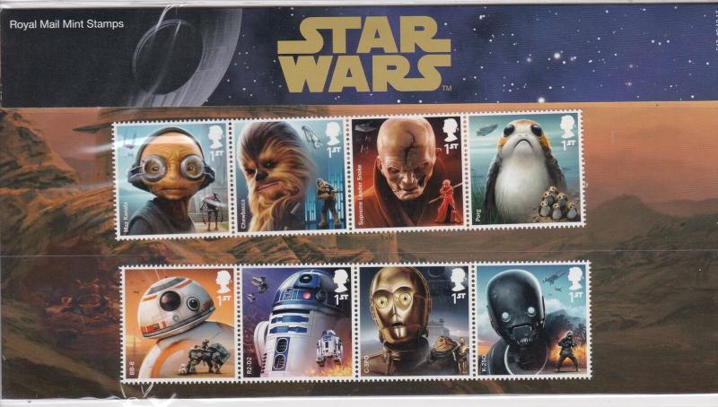 Star Wars 2017 Droids Mint Never Hinged Complete Set of Eight Stamps Ref 28072