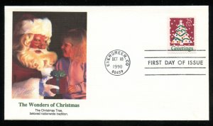 US 2516 Christmas 1990 -Christmas Tree Bklt single UA Fleetwood cachet FDC