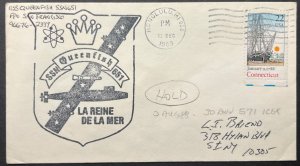 USS QUEENFISH SSN-651 LA REINE DE LA MAR/SHIP CREST DEC 12 1983 NAVAL CACHET