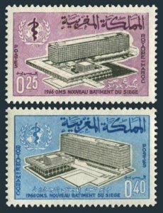 Morocco 142-143 two sets,MNH. Inauguration of the WHO Headquarters,Geneva,1966.