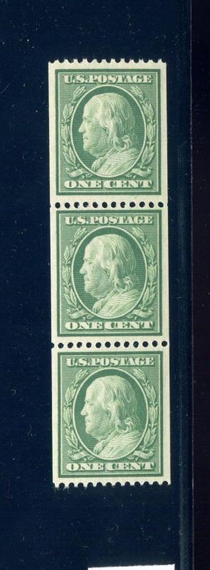 Scott #348 Washington  Mint Coil Strip of 3 Stamps NH w/Crowe Cert (348-FR4)