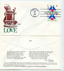 2440 Love 1990, lovebirds,  Artmaster pair,  FDC