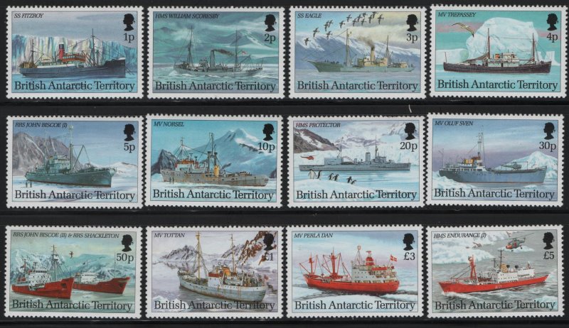 BRITISH ANARCTIC TERRITORY , 202-213, (12) SET, MNH, 1993, Research Ships