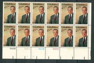 1503 Lyndon Johnson MNH plate block of 12 LR