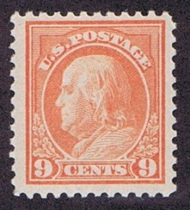 US 509 UNUSED OG NH 9 CENT FRANKLIN, 1917. VERY FINE