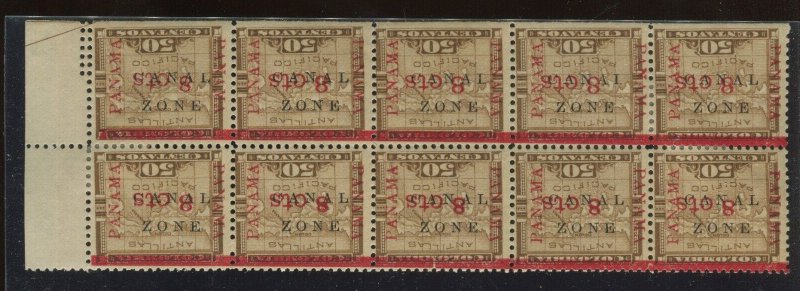 Canal Zone 14b Mint 'CANAL ZONE' Invert Error Mint Block of 10 Stamps HV114