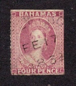 Bahamas stamp #3, used, Queen Victoria, rare dated cancellation,  CV $500.00