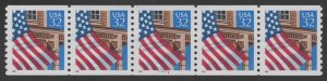 U.S. #2913  MNH Plate #11111 Strip of 5 32¢ Flag