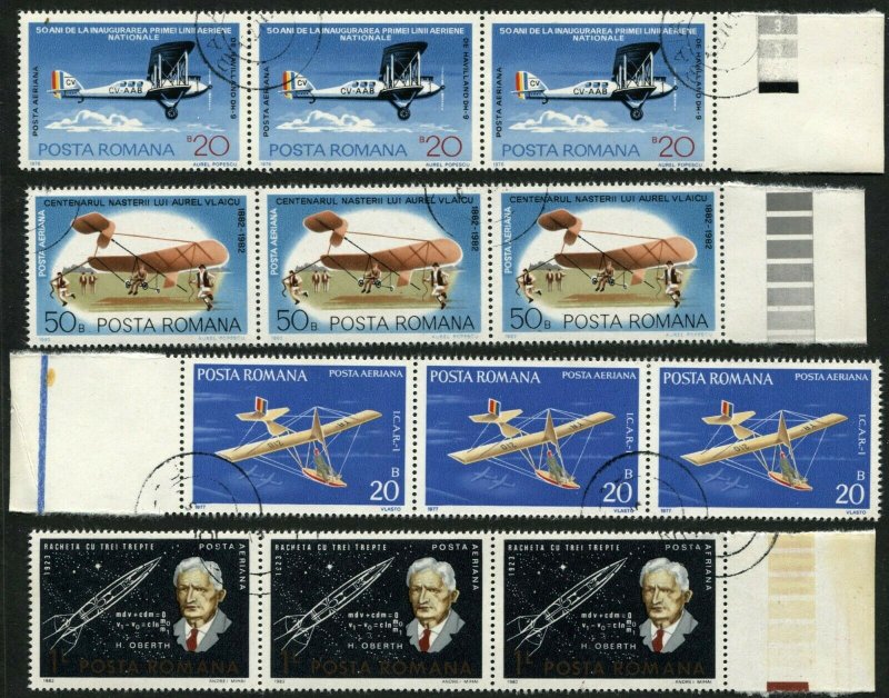 Romana Zeppelin Delta Plane Airmail Stamps Postage Collection Romania Topical
