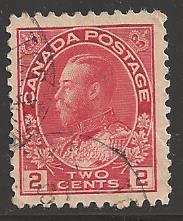 Canada 1911 King George V, 2 cents, Scott #106, used