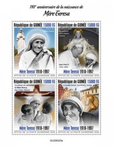 Guinea - 2020 Mother Teresa Anniversary - 4 Stamp Sheet - GU200225a