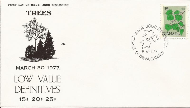 1977 Canada (NR) FDC - Sc 717 - Trees - Trembling Aspen