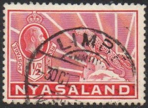 Nyasaland 1934 1½d carmine used