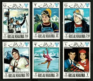 Ras Al Khaima 1968 - Grenoble Winter Olympics, Champions - Set of 6v - MNH