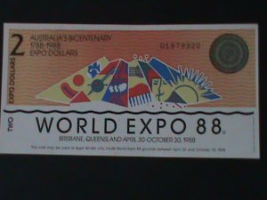 ​AUSTRALIA-WORLD EXPO'88-BICENTENARY OF AUSTRALIA  $2  DOLLARS-UN-CIR-VF