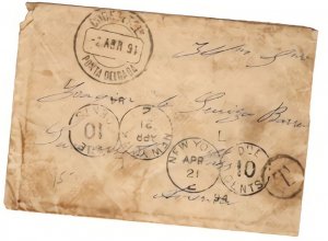 US in AZORES PONTA DELGADO APRIL 1891 WITH CUBA PAIR #225