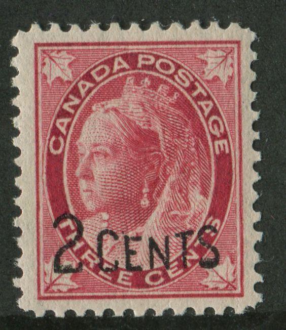 Canada #87 2c on 3c Carmine 1899 Surcharges - Thick Bottomed S and 2 - VF-80 NH