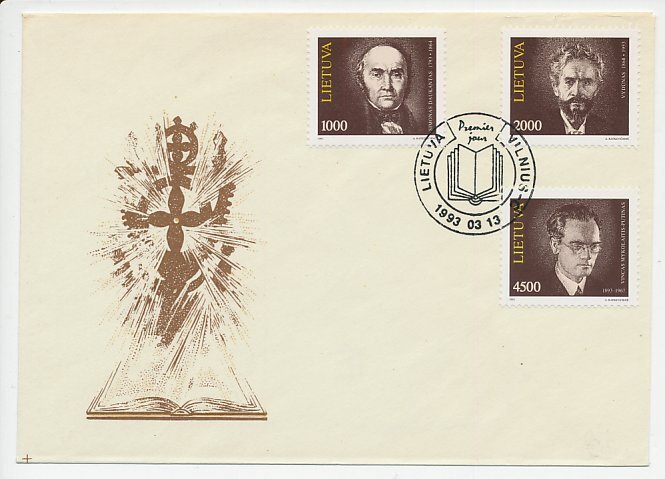 Cover / Postmark Lithuania 1993 Writers