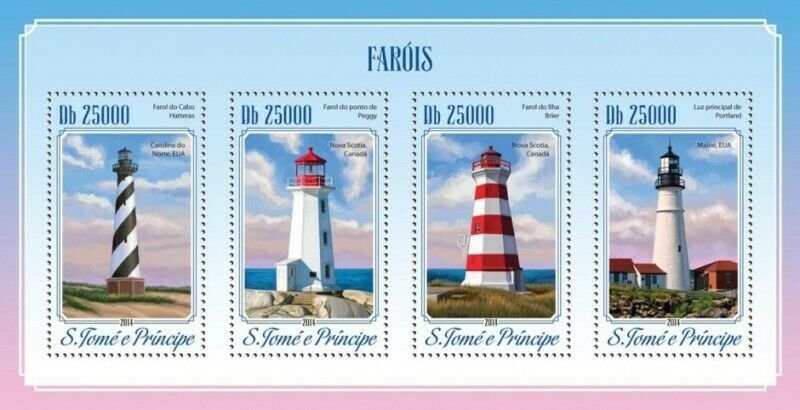 St Thomas - 2014 Lighthouses - 4 Stamp  Sheet - ST14613a