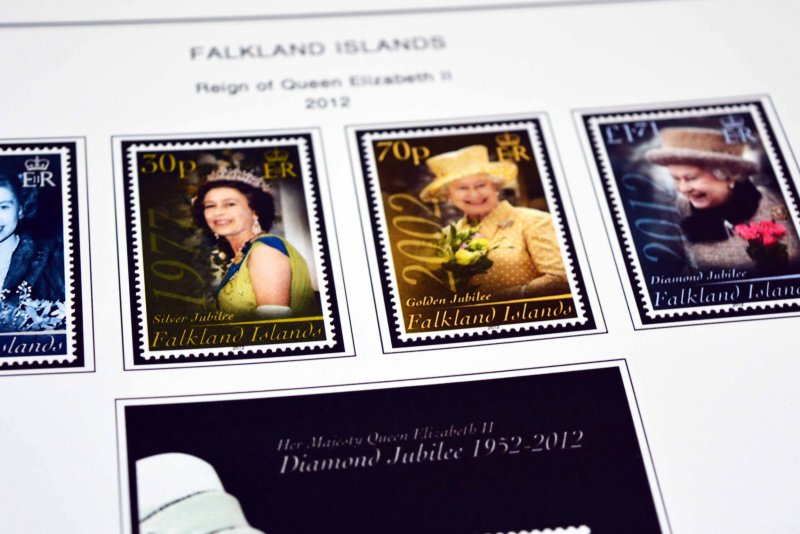 COLOR PRINTED FALKLAND ISLANDS 2011-2020 STAMP ALBUM PAGES (36 illustr. pages)