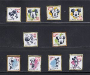 Japan 2017 Mickey & Minnie Mouse Sc 4080a-j, Mi:8372-81, Y.T. 8023-32  used