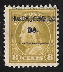 508 8 cents Precancel Franklin, Olive Bistre Stamp Unused OG Hinged F