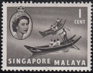 Singapore 1955 MH Sc #28 1c Chinese sampians, QE II