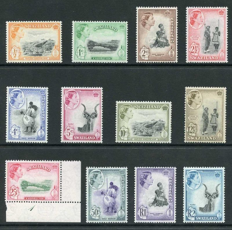 Swaziland SG53/64 1956 Set Fresh R1 and R2 are U/M others M/M 