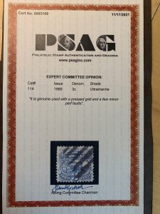 US Scott #114 PSAG Cert