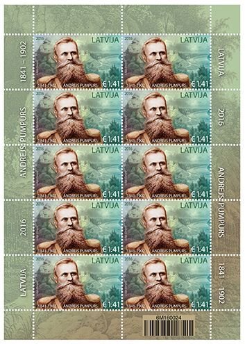 Latvia Lettland Lettonie 2016 Andrew Pumpur poet sheetlet MNH